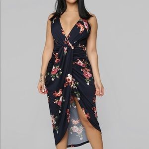 Floral Midi Dress - Navy